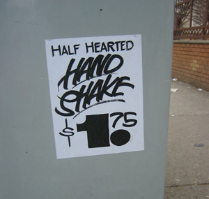 half-hearted hand shake